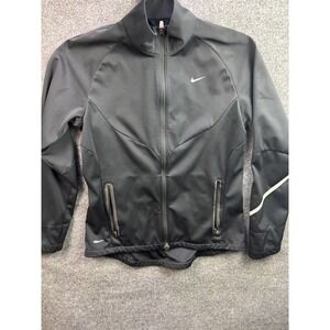 Nike Fit Storm Jacket Women Large L Black Full Zip Reflective Running Athletic